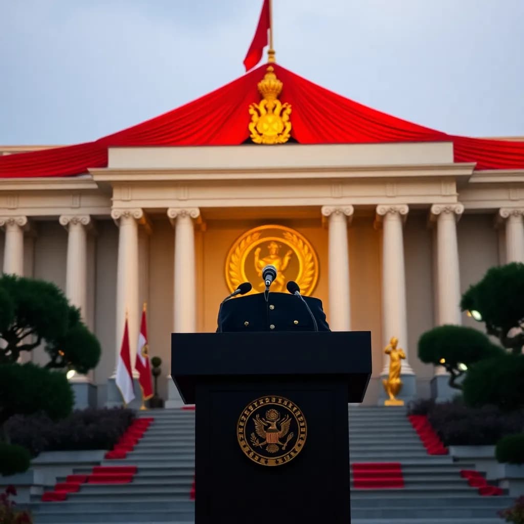 Kondisi terkini Presiden Indonesia yang sedang memberikan pidato kenegaraan di depan istana merdeka