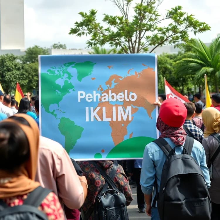 Demonstrasi besar-besaran mengenai perubahan iklim di ibukota dengan ribuan peserta membawa poster
